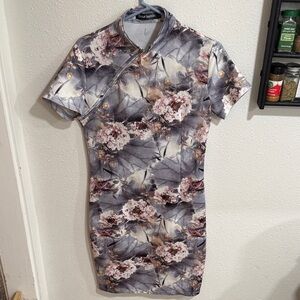 Floral Gray Midi Dress